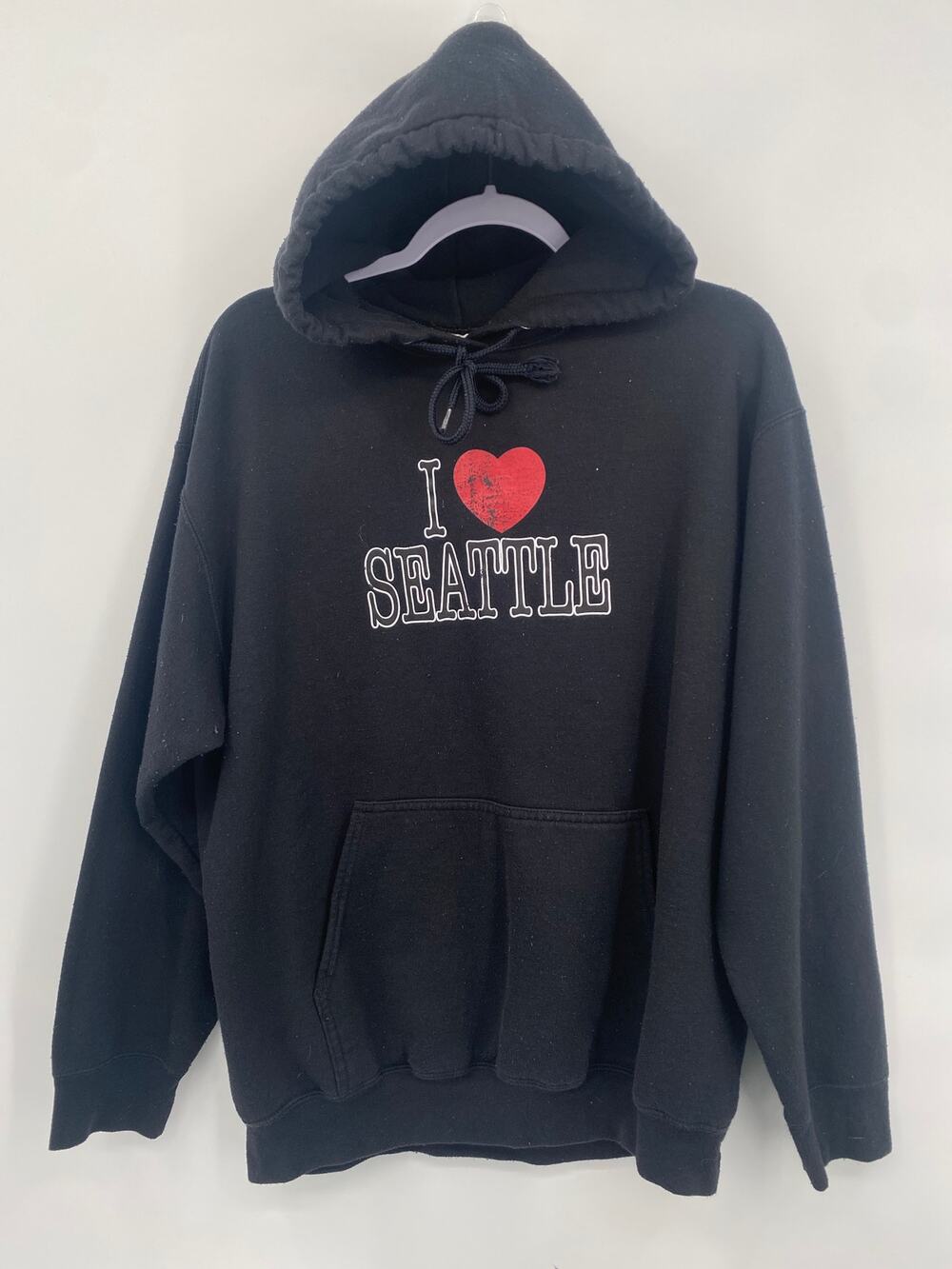 I Love Seattle Washington Retro Hoodie Pullover Sweatshirt size Large
